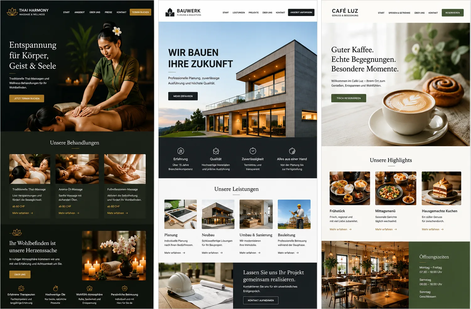 Beispiele von mit Vemido erstellten Websites